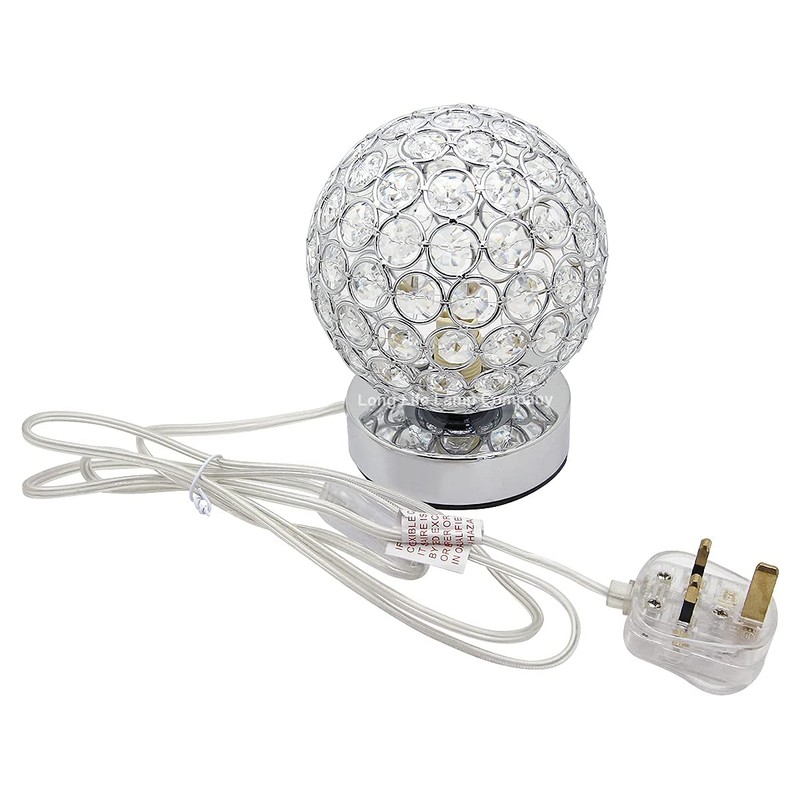 Crystal Globe Desk Lamp Chrome Ball Bedside and Table Lamp