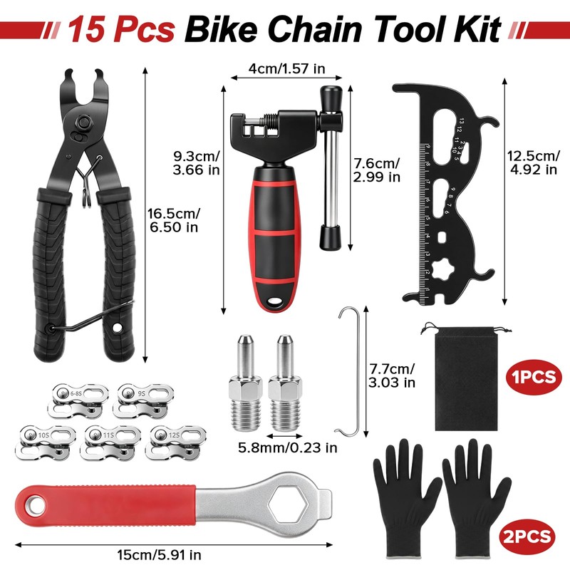 REJOECE Bike Chain Repair Tools Kit, Fit for Bicycles 6-12