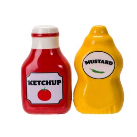 Pacific Giftware Mustard & Ketchup Salt and Pepper Shakers
