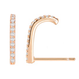 CZ Pave Bar Hook Suspender Earrings 14K Rose Gold Plated