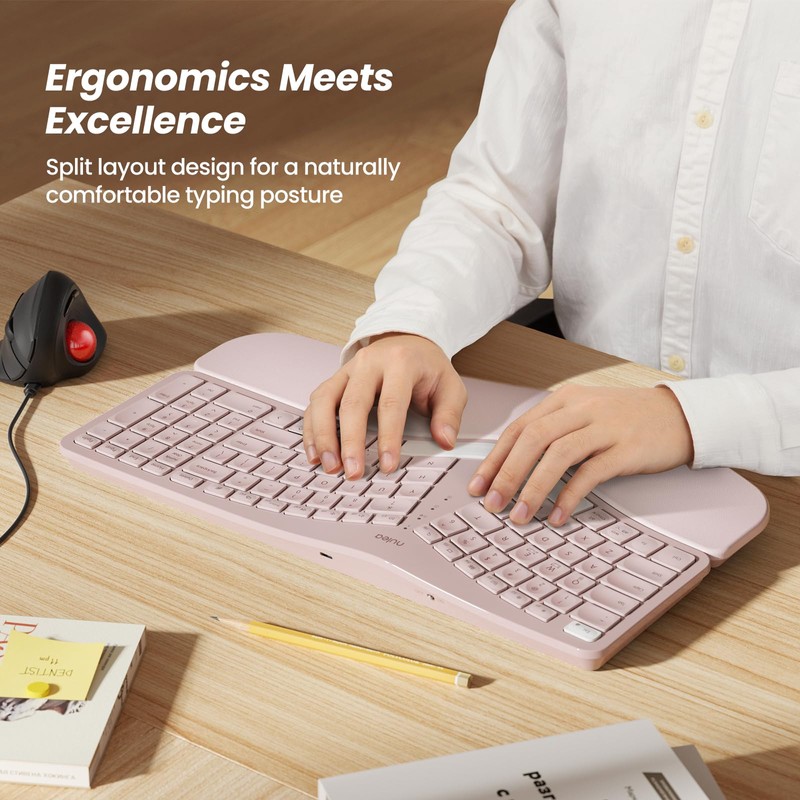Nulea RT05 Wireless Ergonomic Keyboard, Split Keyboard with Wrist Rest,