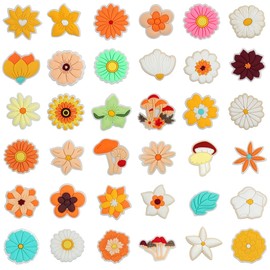 YOYUSH Shoe Charms 36 Pcs Waterproof PVC Shoe Decorations DIY Accessories，Shoe Bracelet Wristband Rucksack Beach Bag for Kids Boys Girls Women Party Birthday Gifts-Flowers