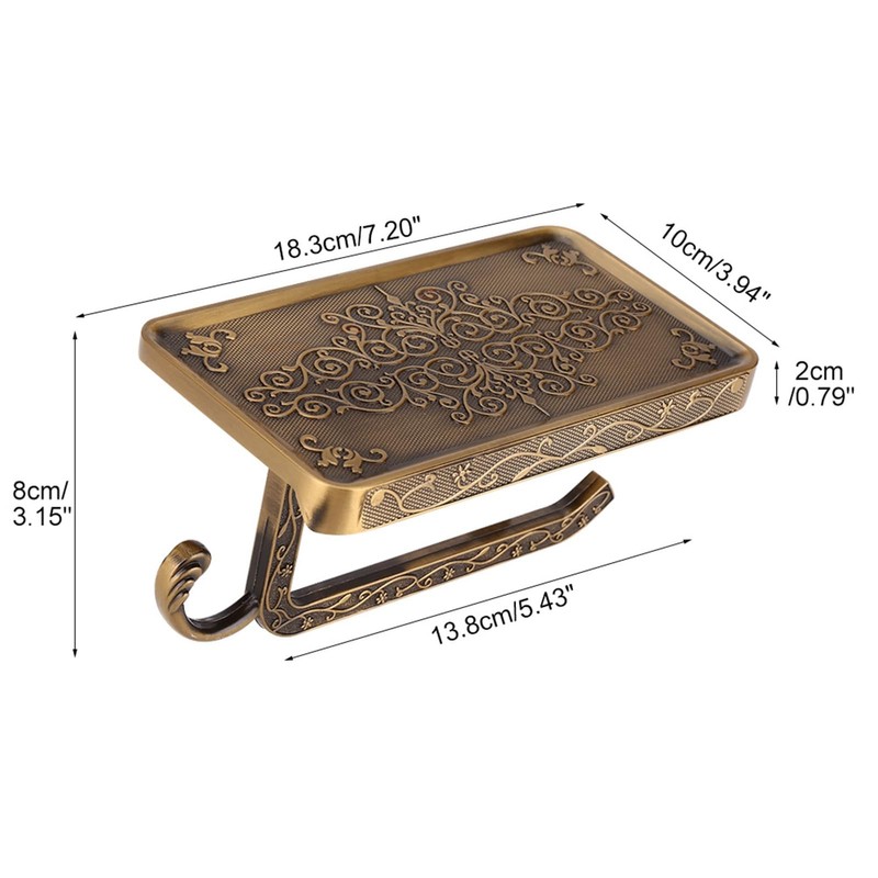 Antique European Vintage Brass Toilet Bathroom Paper Holder Phone Shelf