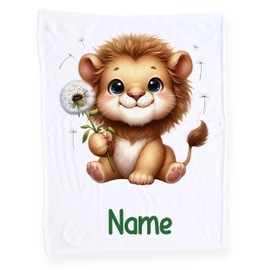 GRAZDesign Baby Blanket with Name, Soft Cuddly Blanket with Lion, Cuddly Blanket for Birth as a Gift