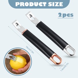 2Pcs Channel Knife, 2 in 1 Lemon Zester Tool, Ultra Sharp Lemon Twist Peeler for Cocktail Garnish, Stainless Steel Lemon Peeler for Orange Citrus Fruit Rind Peel, Home Bar Kitchen Accessories