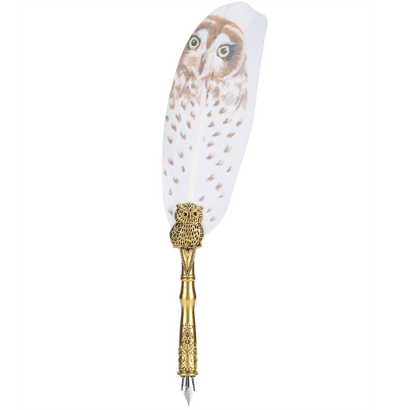 Dip Calligraphy Pen Set Owl Feather Pen Lacquer Stamp Vintage