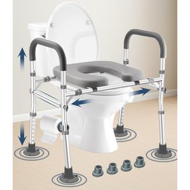 Toilet Seat Riser Extra Wide, 500lb Raised Toilet Seat with Handles,Seat Height Adjustable from 19“ to 25” and Internal Width from 25.5“ to 30.5, Handicap Raised Toilet Chair for Seniors