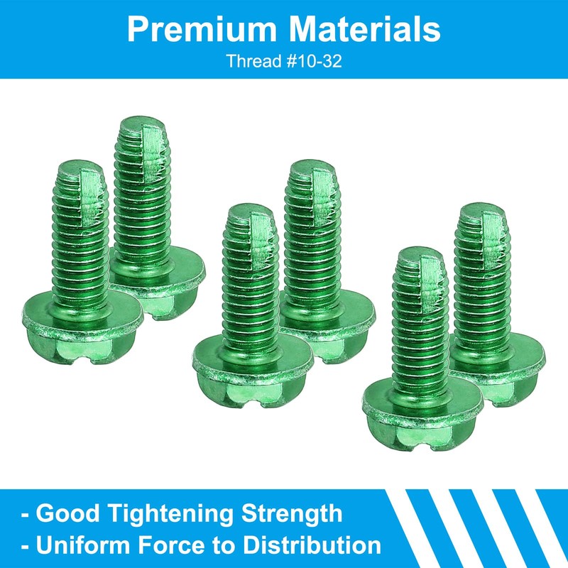 PATIKIL Grounding Screws Kit,100 Pcs 10-32 x 3/8" Hex Flanged