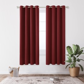 Deconovo Deconovo Blackout Curtains Super Soft Bedroom Curtains Thermal Insulated Energy Saving Curtains for Kids Red 46x63 Inch 2 Panels
