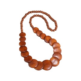 YLYSLFC Wooden Beads Long Necklace, Tribal Wood Beaded Necklace Beach Long Necklace Wooden Beads Statement Necklace For Women Jewelry Gift.