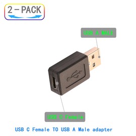 ZJKJHJY USB A to C Adapter, USB 2.0 Male to Type C Female Charger Converter Connector Suitable for a Wide Range of A-Male Interface Type Devices