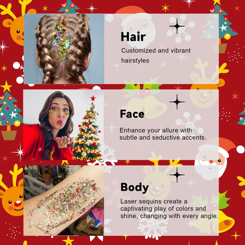 Glitter Gel for Body, Face, Hair and Lips (Christmas)