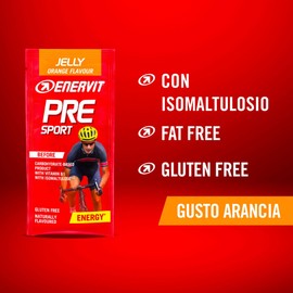 Enervit, Pre Sport Arancia, Gelatina Energetica, Formula Innovativa, 25g di Carboidrati, con Vitamina B1, Gusto Arancia, Da Usare Prima dell'Attività Fisica, Senza Glutine, VeganOk, 5 Pack da 45g