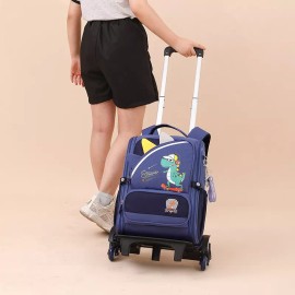 Genreic Mochila De Carrito Dinosaurio Caricatura Bolsa Niños Y Niñas Rodante Con Ruedas