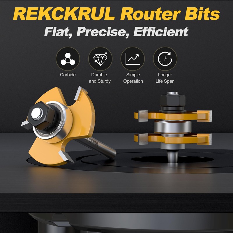 REKCKRUL 2 PCS Professional Tongue and Groove Router Bit Set,