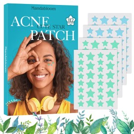 Parche de espinillas para acné, 112 parches, parches hidrocoloides para acné con árbol de té y aceite de caléndula, parches de acné en forma de estrella verde y azul, lindos para la cara, puntos de acné hidrocoloides para espinillas de acné