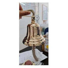 Solid Brass Wall Mounted Ship Hanging Bell for Reception, School, Outdoor, Indoor, Dinner & Chruch - 6 Inch by The Metal Magician