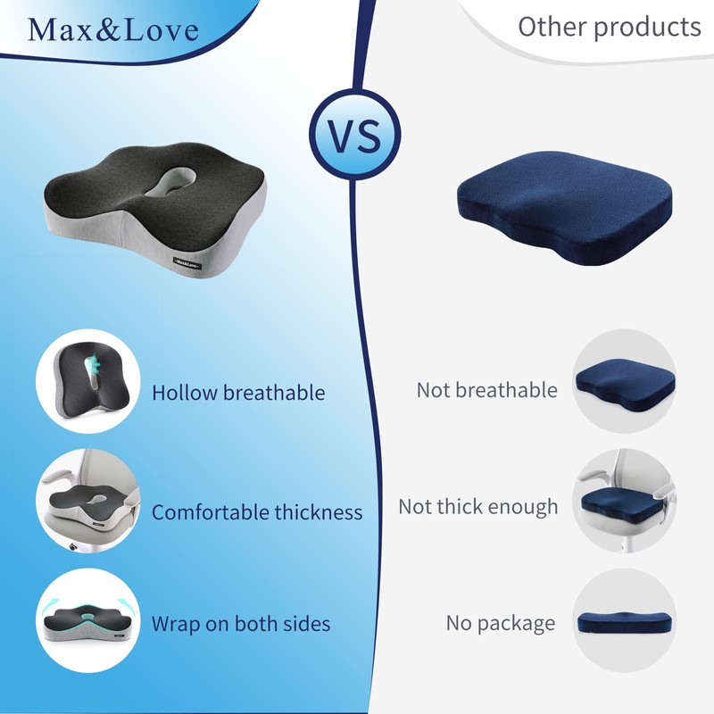Memory Foam Seat Chair Cushion for Relieves Back Sciatica Pain