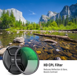 NEEWER 52mm CPL Filter with Lens Cap, Ultra Thin Circular Polarizing Filter, Nano Coating, HD Optical Glass for Camera Lens, Reduces Reflection and Glare Increases Contrast