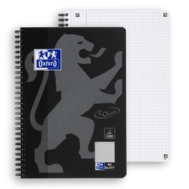 Oxford Touch College Notepad B5 (17.6 x 25 cm) Squared with Margin 160 Pages Black Pack of 1
