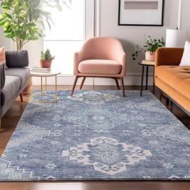 Addison Rugs Mayfield AMF847 Blue 3' x 5' Indoor Premium Machine Washable Rug, Silky Soft, Easy Clean, Non Shedding, Bedroom, Living Room, Dining Room, Kitchen, Patio Rug