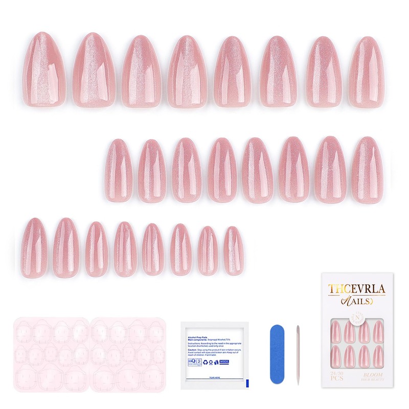 THCEVRLA Nail Tips - Pink Almond Book Handmade Nail Tips