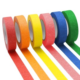 OWLKELA Colored Masking Tape 14.63 m Per Roll, 6 Rolls Rainbow Colors Painting Tape, Painters Tape, Craft Tape, Labeling Tape, Paper Tape for Bullet Journals, Party Decorations, DIY Craft
