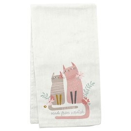 Karma Made from Scratch Tea Towel - 100% Cotton Hand Towels for The Kitchen - Modern Home Decor - Cat