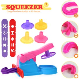 Jiosdo Kneading Tool, 53 Pieces Dough Accessories Kids Plasticine Tools, Dough Cookie Cutters, Extruder Modelling Tool, Kitchen Toy, Educational Toy for Boys Girls (with Storage Bag)