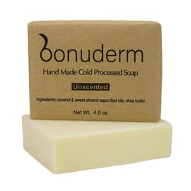 Natural Unscented Soap for Sensitive Skin - Vegan Handmade Soap with Coconut, Almond, and Shea Butter - Moisturizing, Gentle, and Fragrance-Free for Women and Men.