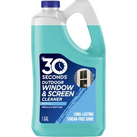 30 SECONDS Outdoor Window & Screen Concentrated Cleaner for Glass, Patio Doors, Fiberglass, Furniture - No Screen Removal Required, Spray & Rinse - Refill for Hose End Sprayer Bottles, 1.1 Gallon