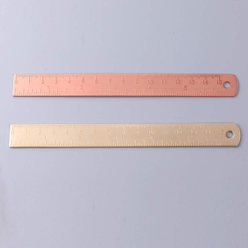 Rose Gold Metal Ruler - Brass Multi-Functional Drafting Tool for