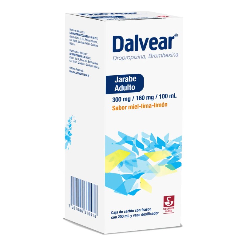 Dalvear Jarabe Adulto Sabor Miel- Lima- Limón, 1 Frasco 200