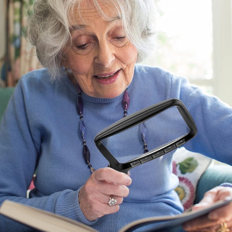 LH-Large Hand Magnifying Glass Handheld Folding Reading Magnifier 3X Magnification