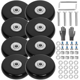 60mm x 14mm/2.36in x 0.55in Luggage Replacement Wheels Set 8Pcs Rubber Swivel Caster Wheels with 50mm Axles and Repair Kit for Luggage Bags Trolley Case