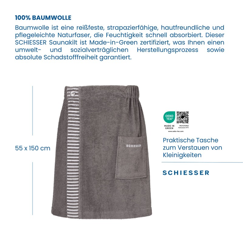 Schiesser Rome Sauna Kilt for Men Made of Absorbent Terry
