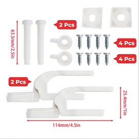 sunnates 1 Set Toilet Seat Hinge Toilet Seat Hinges Replacement Parts with Bolt Screws and Nuts for Most Toilet Replacements and Repairs White