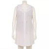 Portocruz Plus Size 1X Portocruz White Sleeveless Hoodie Swim Cover-Up