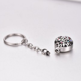 COCO Park Tree of Life Multicolored Crystal Urn Pendant Cremation Keychain Ashes Memorial Keepsake Jewelry