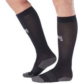 mmHg Made in USA - Circulating Compression Socks 20-30 mmHg for Women & Men - Knee Hi Support Hose for Nursing Sports Running Athletics Travel Flight Work - Black, Medium