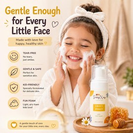Jabón Facial Espumoso Para Niños Y Niñas - Jabón Facial Natural Para Niños - Limpiador Suave Con Miel, Vitamina C Y Vitamina E - Sin Lágrimas Para Pieles Sensibles - Miel - 100 Ml