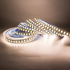 Tesfish 12 V LED Strip Light, 5 m Natural White 4000 K LED Light Strips SMD 5054 IP20 120 LEDs/M, Total 600 LEDs Super Bright LED Strips, LED Strips for Home, Shelf, Kitchen Decoration