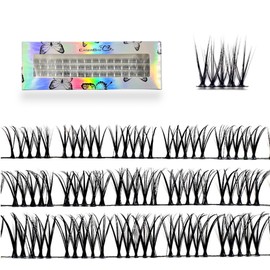 CB 2-Trays Of Clusters Lash Ribbons D-Curl Eyelash Clusters Thin Band Wispy Lashes Extremely Comfortable Lash, Natural Look Reusable DIY Extensions, 10-12-14mm Mix Trays, Style-B