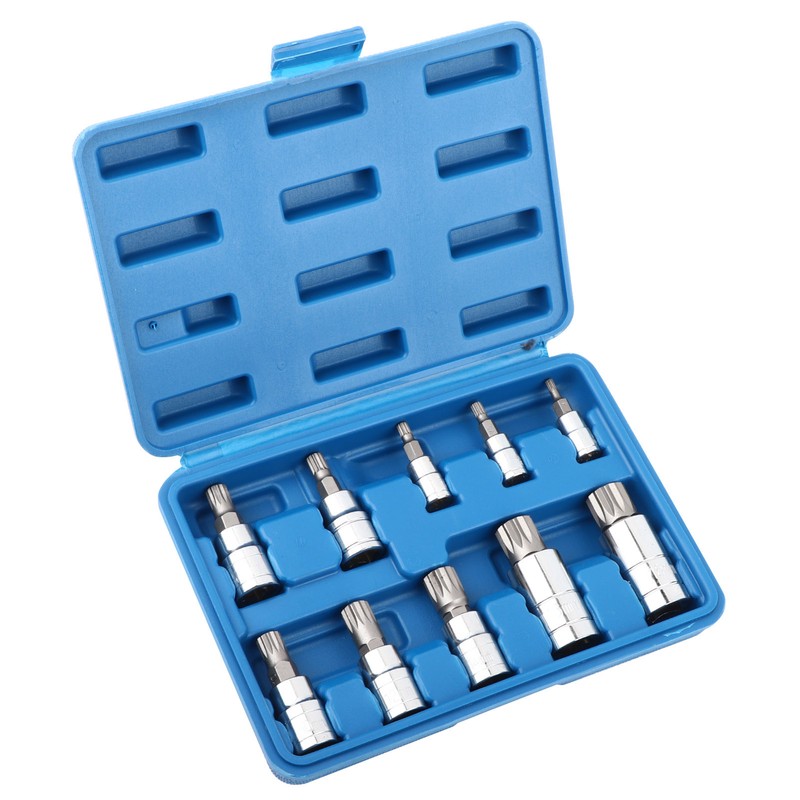 10Pcs 12 Point Triple Square Splined Bit Socket Set M4-M18