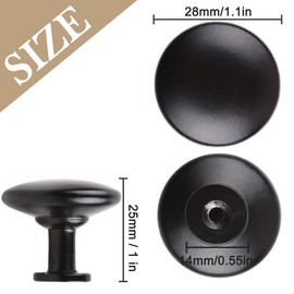 HUGOLEM Pack of 20 Round Mushroom Shape Drawer Pulls Varnish Black Furniture Cupboard Aluminium Alloy Dresser Knobs Door Window Pull Handles Cabinet Hardware for Closet Wardrobe Pulls with Screws