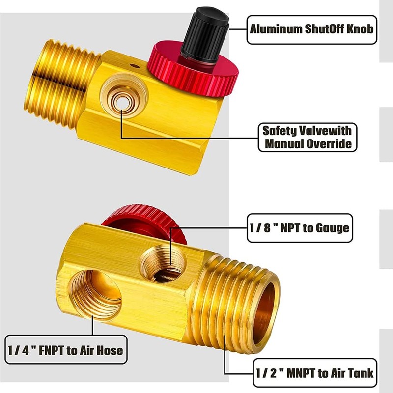 Daiilg 1 Set Air Tank Repair Kit Valve Pressure Gauge