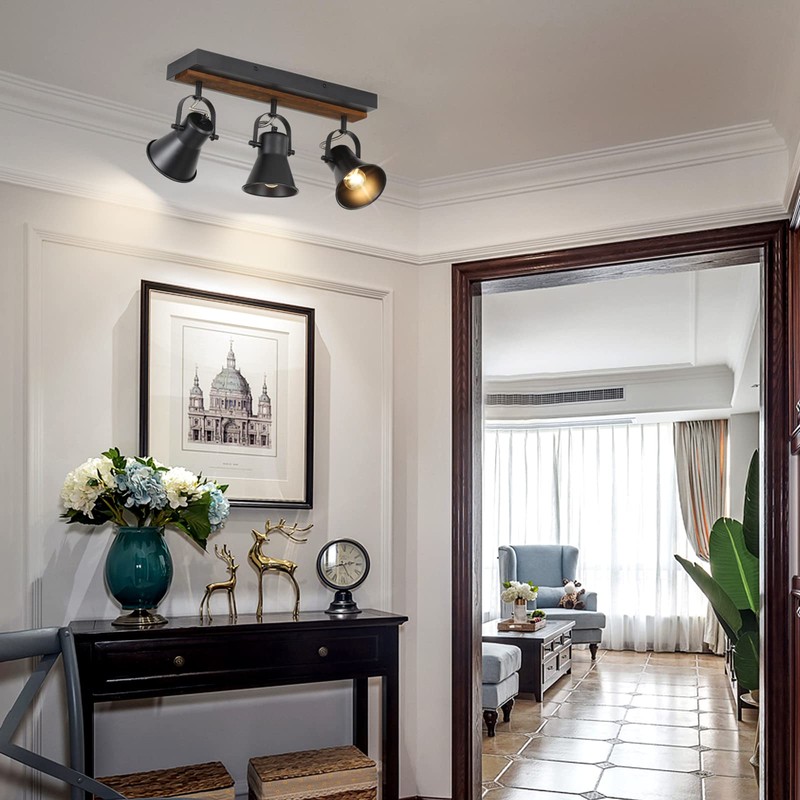 SEEBLEN 3-Light Kitchen Light Fixtures, Adjustable Ceiling/Wall Mount Spotlight, Industrial