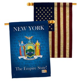 New York House Flags Pack Americana States USA American Territories Republic Country Particular Area Vintage Applique Small Decorative Gift Yard Banner Double-Sided Made In 28 X 40