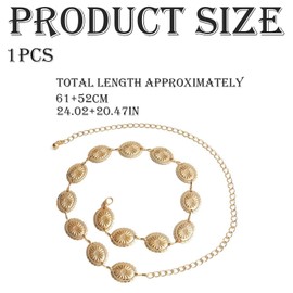 Women Adjustable Chain Belt,Adjustable Boho Western Belt for Women - Hollow Out Daisy Chain Circle Design for Country Concert Outfits and Dresses - Waist Chain with Adjustable Fit - Perfect Accessory