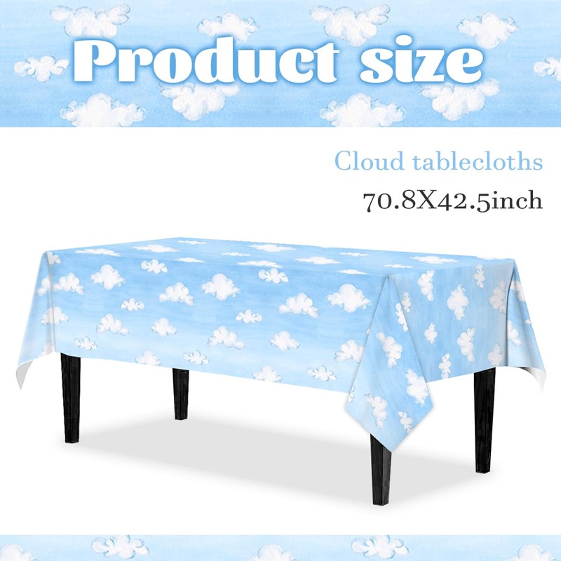 3Pcs Cloud Tablecloths-Cartoon Story Party Supplies Blue Sky White Clouds